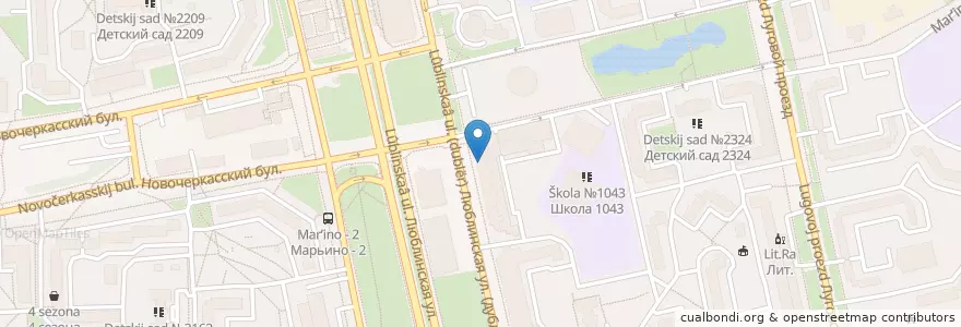 Mapa de ubicacion de Альфа-Банк en Russia, Distretto Federale Centrale, Москва, Юго-Восточный Административный Округ, Район Марьино.