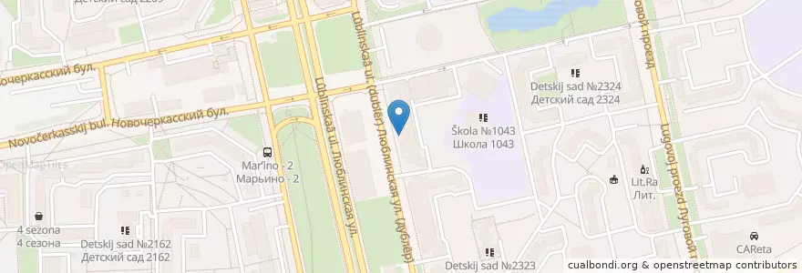 Mapa de ubicacion de Горздрав en Россия, Центральный Федеральный Округ, Москва, Юго-Восточный Административный Округ, Район Марьино.
