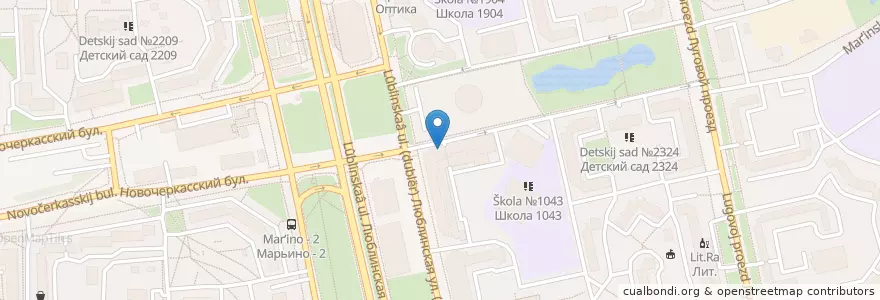 Mapa de ubicacion de Флория en Russland, Föderationskreis Zentralrussland, Moskau, Südöstlicher Verwaltungsbezirk, Район Марьино.