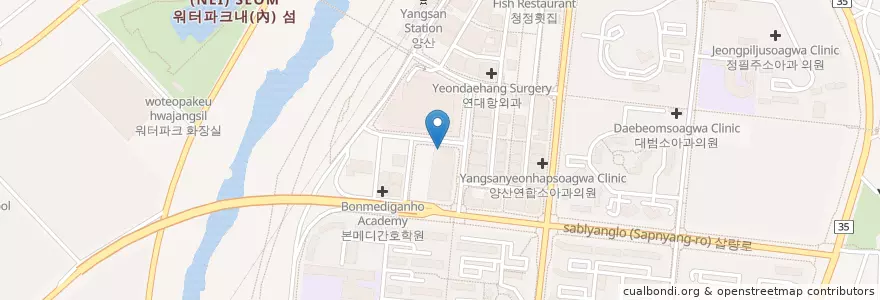 Mapa de ubicacion de 오늘은대패 en Korea Selatan, Gyeongsang Selatan, 양산시.