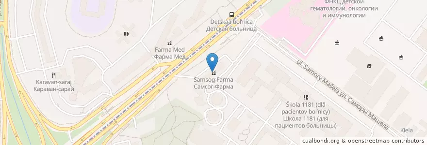 Mapa de ubicacion de Самсон-Фарма en Rusia, Distrito Federal Central, Москва, Юго-Западный Административный Округ, Обручевский Район.