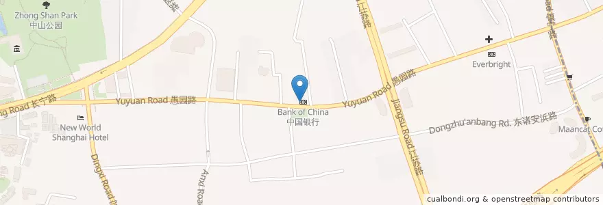 Mapa de ubicacion de 中国银行 en Китай, Шанхай, Чаннин.