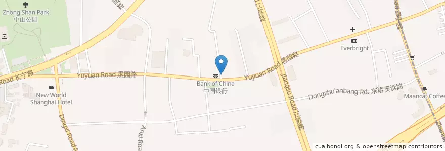 Mapa de ubicacion de 山东水饺 en الصين, شانغهاي, 长宁区.