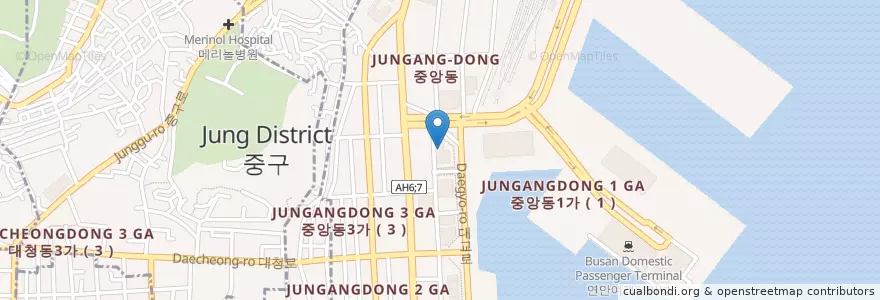 Mapa de ubicacion de 서브웨이 중앙점 en Corea Del Sud, Busan, 중구.