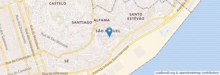 Mapa de ubicacion de Taberna A Baiuca Alfama en 포르투갈, Lisboa, Grande Lisboa, 리스본, Santa Maria Maior.