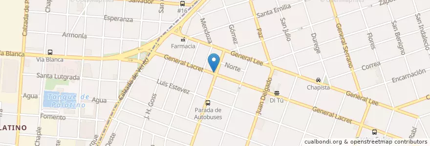Mapa de ubicacion de Lacret y Mayia Rodriguez en Cuba, La Habana, Cerro.