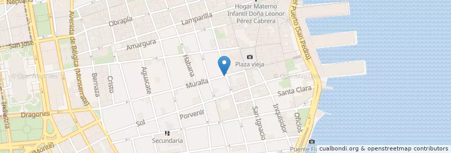 Mapa de ubicacion de Cafeteria La Mora en キューバ, La Habana, La Habana Vieja.