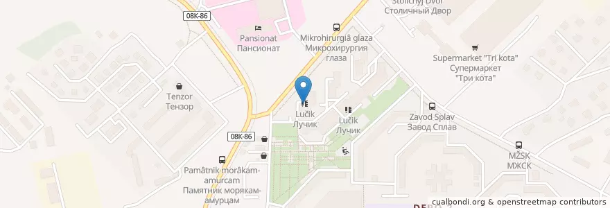 Mapa de ubicacion de Лучик en Rusia, Дальневосточный Федеральный Округ, Хабаровский Край, Городской Округ Хабаровск.