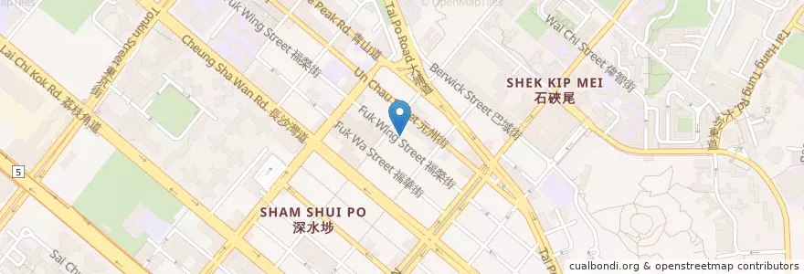 Mapa de ubicacion de 劉森記麵家 Lau Sum Kee en 中国, 广东省, 香港 Hong Kong, 九龍 Kowloon, 新界 New Territories, 深水埗區 Sham Shui Po District.
