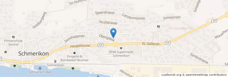 Mapa de ubicacion de Pizzeria Obergass en スイス, ザンクト・ガレン州, Wahlkreis See-Gaster, Schmerikon.