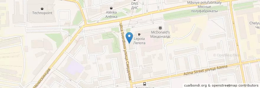 Mapa de ubicacion de Кулинария "Космос" en Russie, District Fédéral De L'Oural, Oblast De Sverdlovsk, Городской Округ Екатеринбург.