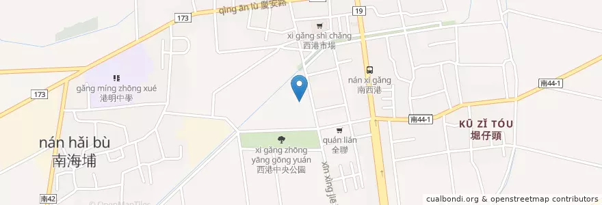 Mapa de ubicacion de 慶安宮 停車場 en Taiwan, 臺南市, 西港區.