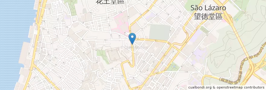 Mapa de ubicacion de Alves Café en 中国, マカオ, 広東省, 珠海市, 澳門市, 香洲区, 花王堂區 Santo António.
