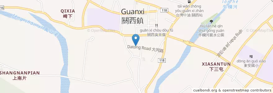 Mapa de ubicacion de 關西鎮公有零售市場 en تایوان, 臺灣省, 新竹縣, 關西鎮.