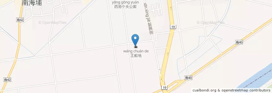 Mapa de ubicacion de 王船地 en Taiwán, 臺南市, 西港區.