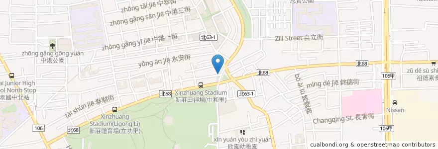 Mapa de ubicacion de 新莊有名地瓜球 en Taiwan, 新北市, 新莊區.