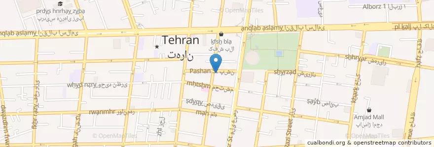 Mapa de ubicacion de حسینیه en İran, Tahran Eyaleti, شهرستان تهران, Tahran, بخش مرکزی شهرستان تهران.