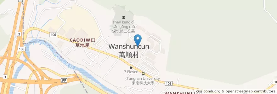 Mapa de ubicacion de 東南哨子麵 en تايوان, تايبيه الجديدة, 深坑區.