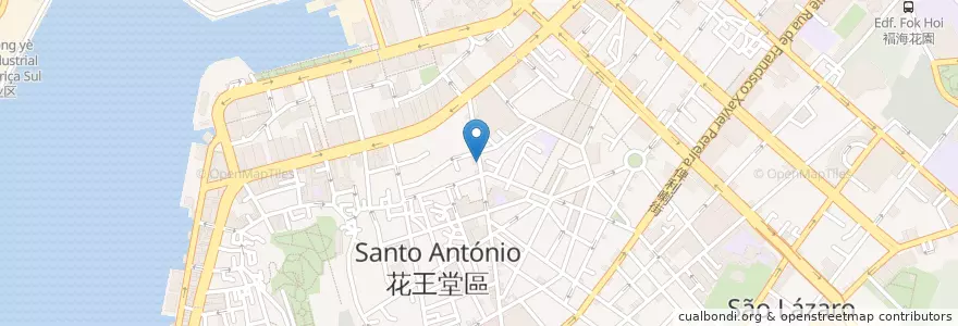 Mapa de ubicacion de 大豐銀行 Banco Tai Fung en 중국, 마카오, 광둥성, 珠海市, 마카오 시, 香洲区, 花王堂區 Santo António.