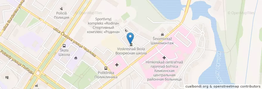 Mapa de ubicacion de Воскресная школа en Rusland, Centraal Federaal District, Oblast Moskou, Городской Округ Химки.
