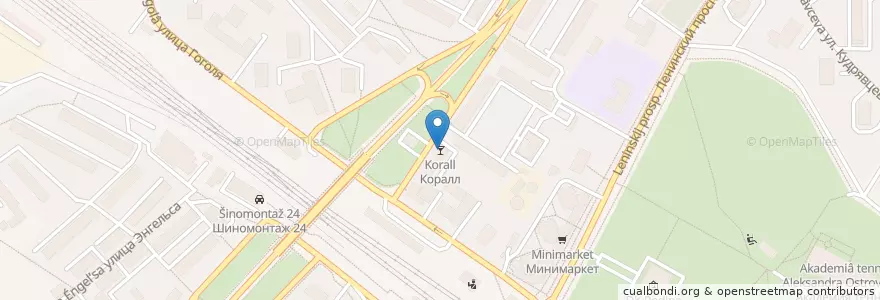 Mapa de ubicacion de Коралл en روسيا, Центральный Федеральный Округ, محافظة موسكو, Городской Округ Химки.