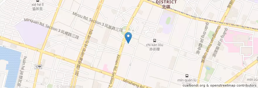 Mapa de ubicacion de 博仁堂中藥舖 en Taïwan, Tainan, District Centre-Ouest.