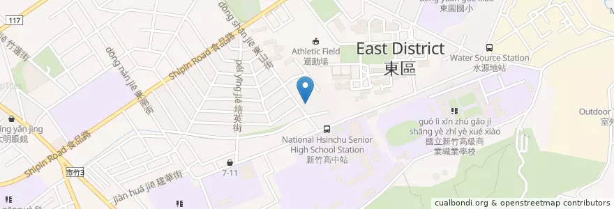 Mapa de ubicacion de 克棧美食 en تايوان, مقاطعة تايوان, سين شو, 東區.