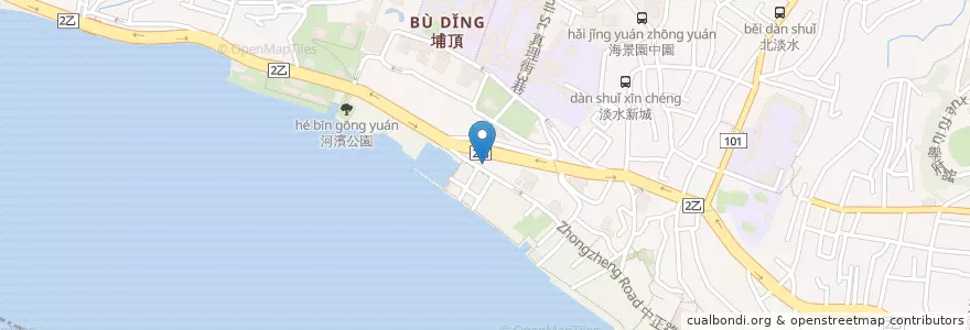 Mapa de ubicacion de 野營咖哩 en 타이완, 신베이 시, 단수이 구.