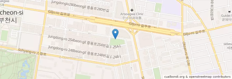 Mapa de ubicacion de 지하주차장 출입구 en Korea Selatan, Gyeonggi, 부천시.
