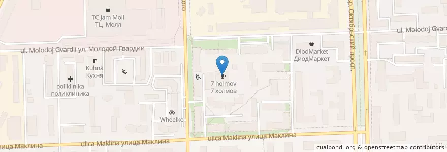 Mapa de ubicacion de 7 холмов en Rusia, Приволжский Федеральный Округ, Óblast De Kírov, Городской Округ Киров.