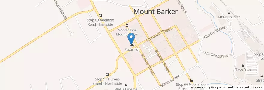 Mapa de ubicacion de Pizza Hut en Australia, Australia Meridional, Mount Barker District Council.