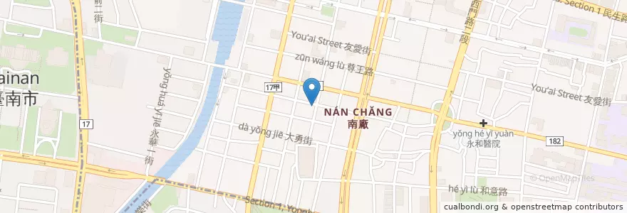 Mapa de ubicacion de Room A en 臺灣, 臺南市, 中西區.