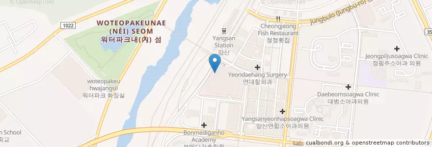 Mapa de ubicacion de 이마트 주차장 en 대한민국, 경상남도, 양산시.
