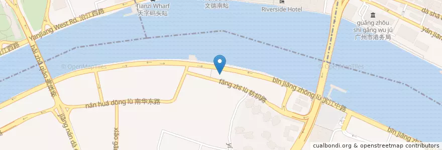 Mapa de ubicacion de 大元帅府小学 en China, Guangdong, Guangzhou, 越秀区, 滨江街道.