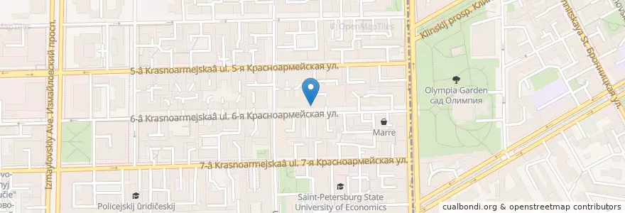 Mapa de ubicacion de Магнит en Rusland, Северо-Западный Федеральный Округ, Oblast Leningrad, Sint-Petersburg, Адмиралтейский Район, Округ Измайловское.