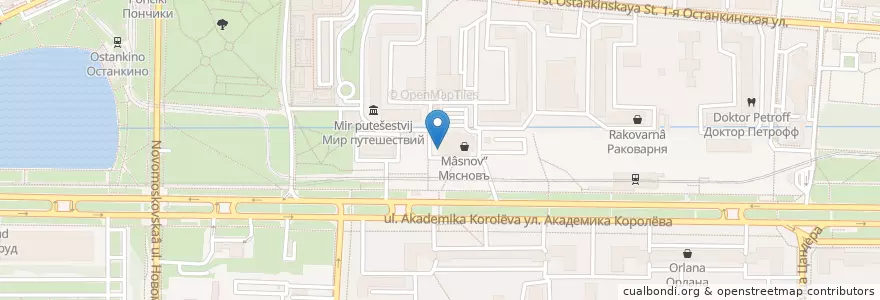 Mapa de ubicacion de Coffee 2 go en 俄罗斯/俄羅斯, Центральный Федеральный Округ, Москва, Северо-Восточный Административный Округ, Останкинский Район.