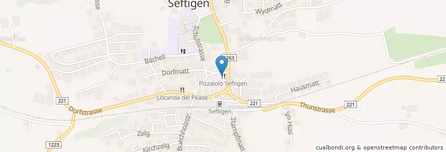 Mapa de ubicacion de Pizzaiolo Seftigen en Швейцария, Берн, Verwaltungsregion Oberland, Verwaltungskreis Thun, Seftigen.
