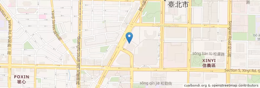 Mapa de ubicacion de 兆豐國際商業銀行 en تايوان, تايبيه الجديدة, تايبيه, 信義區.