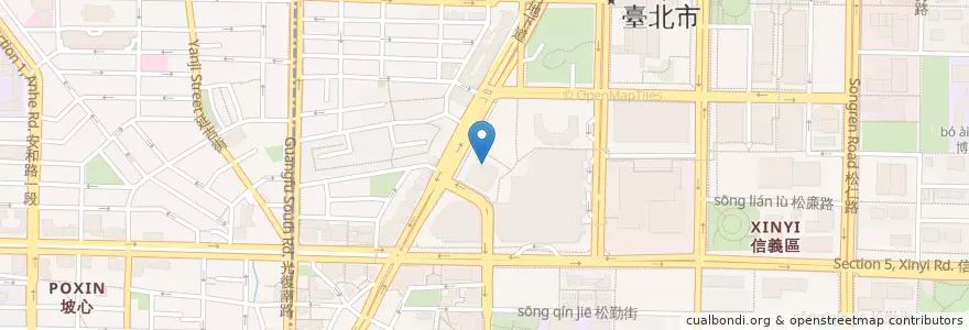 Mapa de ubicacion de 臺灣銀行 en تايوان, تايبيه الجديدة, تايبيه, 信義區.