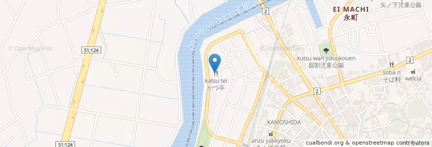 Mapa de ubicacion de かつ亭 en 日本, 茨城県, 東茨城郡, 大洗町.