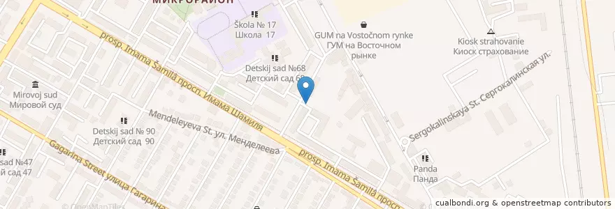 Mapa de ubicacion de Чудушная торец шамиля 91 en Russia, North Caucasus Federal District, Republic Of Dagestan, Makhachkala Urban Okrug.