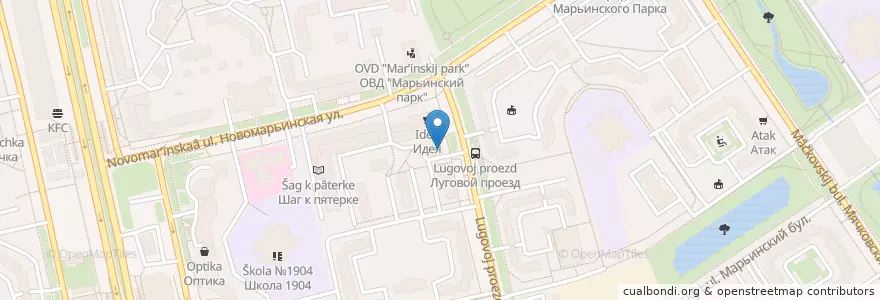 Mapa de ubicacion de Анталия en Russia, Distretto Federale Centrale, Москва, Юго-Восточный Административный Округ, Район Марьино.