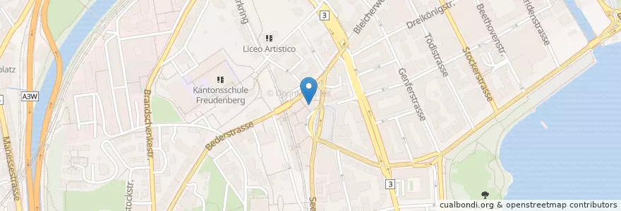 Mapa de ubicacion de Medbase Apotheke Enge en Schweiz/Suisse/Svizzera/Svizra, Zürich, Bezirk Zürich, Zürich.