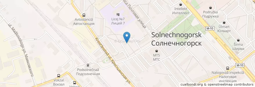 Mapa de ubicacion de Солнечногорская детская школа искусств en Rússia, Distrito Federal Central, Oblast De Moscou, Городской Округ Солнечногорск.