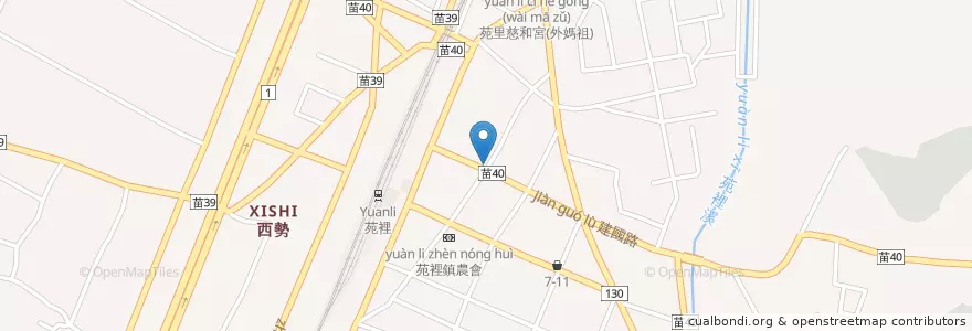 Mapa de ubicacion de 耕心素食店 en 타이완, 타이완성, 먀오리 현, 위안리진.