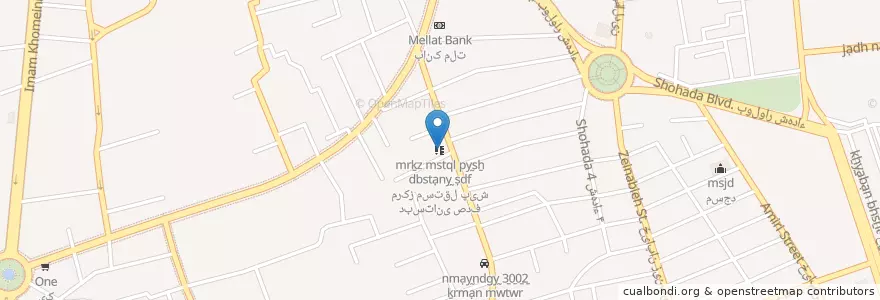 Mapa de ubicacion de مرکز مستقل پیش دبستانی صدف en Iran, Kerman, شهرستان بم, بخش مرکزی شهرستان بم, بم.