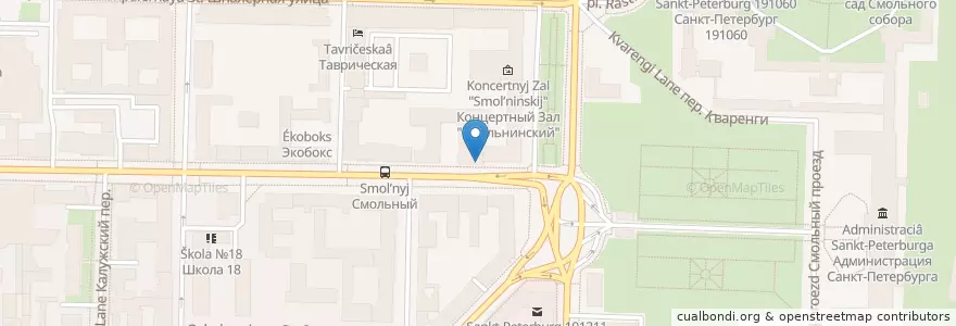 Mapa de ubicacion de Uno Due Tre en Russia, Northwestern Federal District, Leningrad Oblast, Saint Petersburg, Центральный Район, Округ Смольнинское.