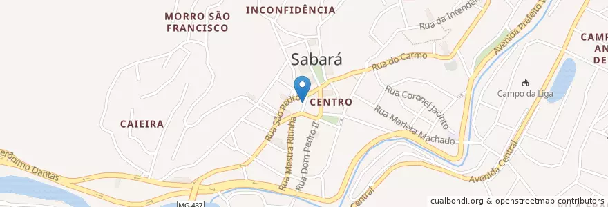 Mapa de ubicacion de Banco do Brasil en ブラジル, 南東部地域, ミナス ジェライス, Região Geográfica Intermediária De Belo Horizonte, Região Metropolitana De Belo Horizonte, Microrregião Belo Horizonte, Sabará.