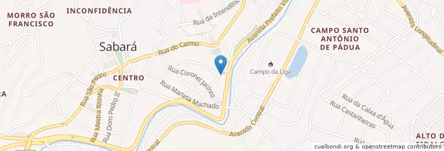 Mapa de ubicacion de Restaurante do Jacaré en ブラジル, 南東部地域, ミナス ジェライス, Região Geográfica Intermediária De Belo Horizonte, Região Metropolitana De Belo Horizonte, Microrregião Belo Horizonte, Sabará.