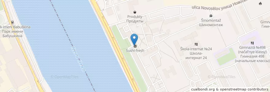 Mapa de ubicacion de Sushi-fresh en 俄罗斯/俄羅斯, Северо-Западный Федеральный Округ, 列宁格勒州, Санкт-Петербург, Невский Район.